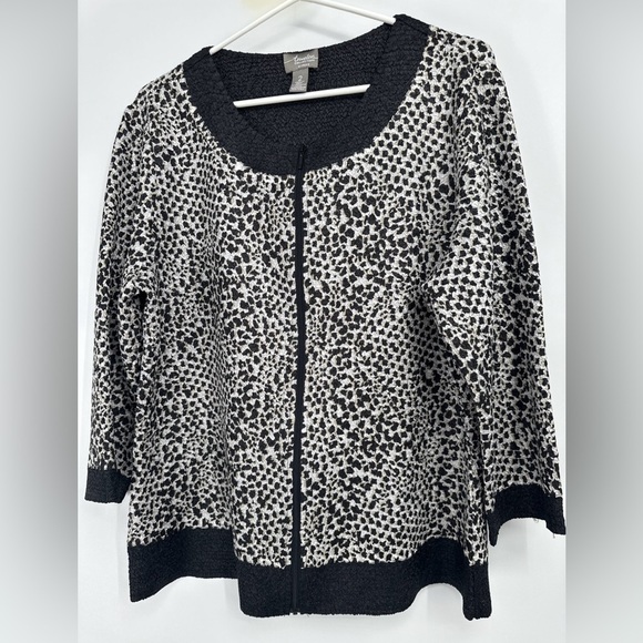 Travelers Collection by Chico's Sz 2 Large Crinkle Textured Crepe Full Zip Top - Picture 1 of 4